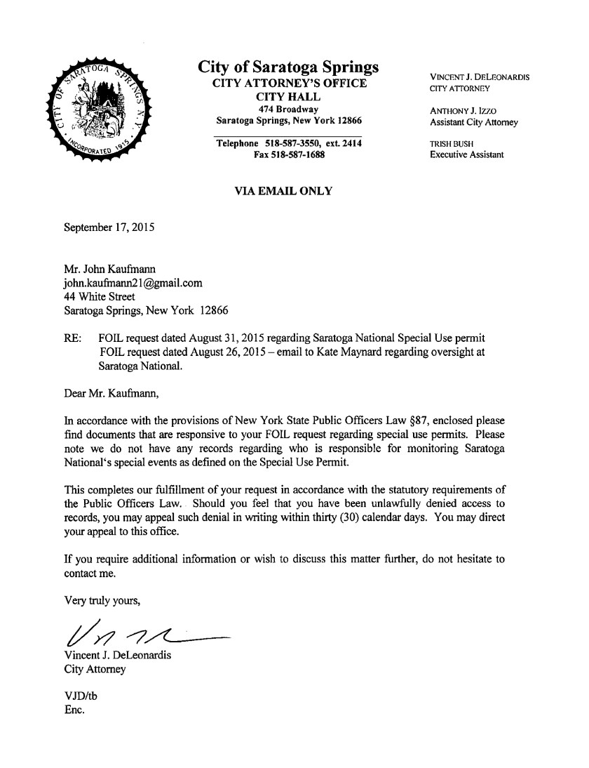 FOIL Re Special Permit SNGC-1